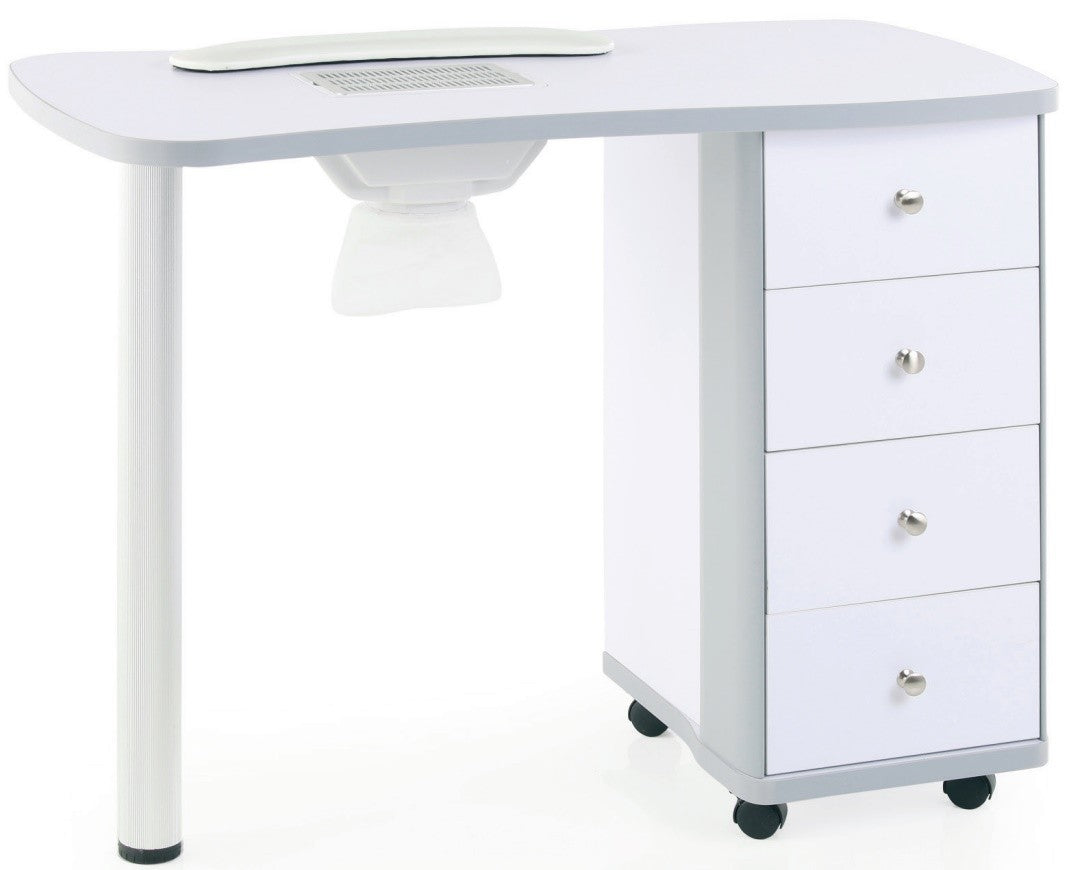 Mesa de manicura de madera con aspiración.