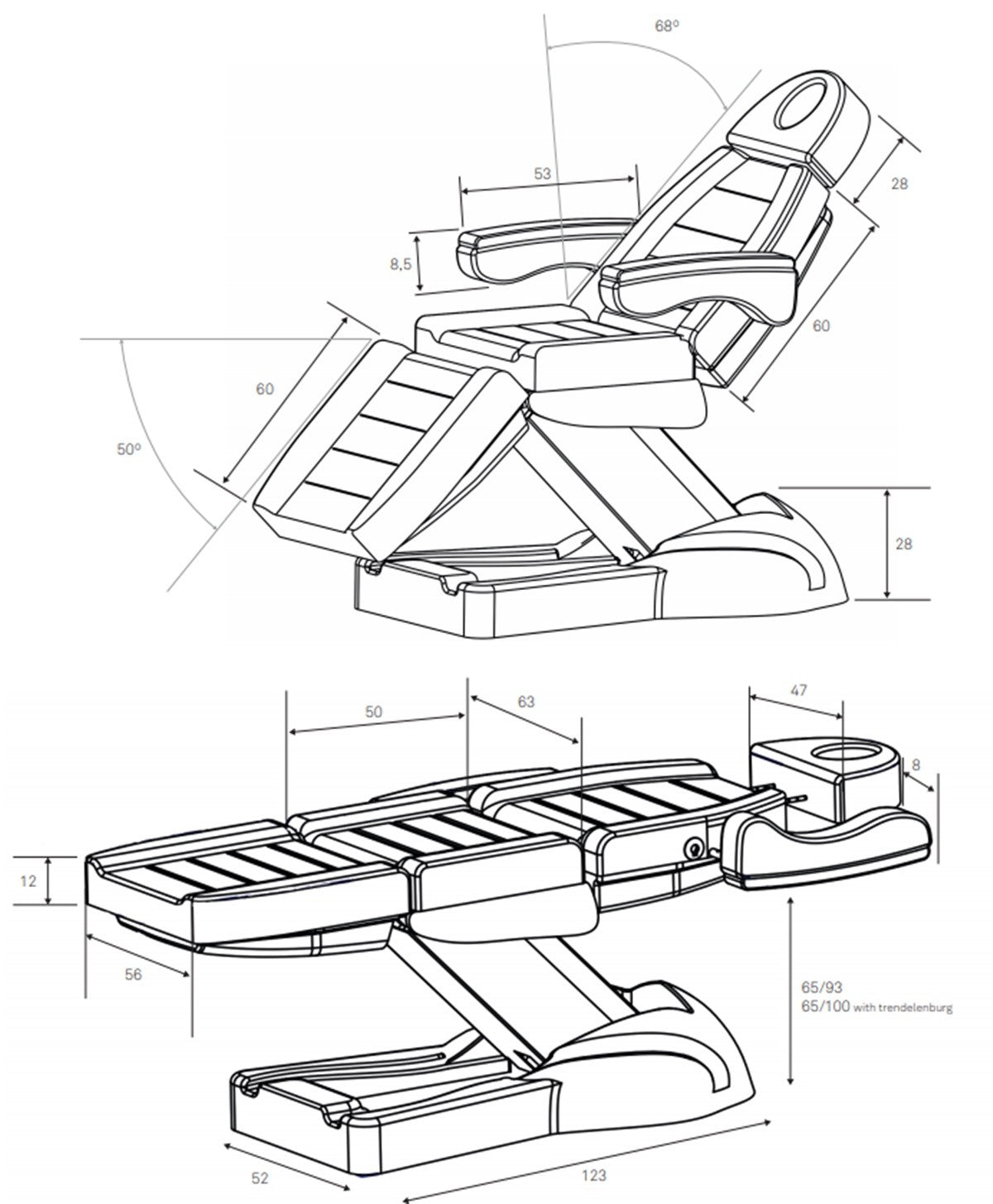 Camilla eléctrica Clavi 4 motores