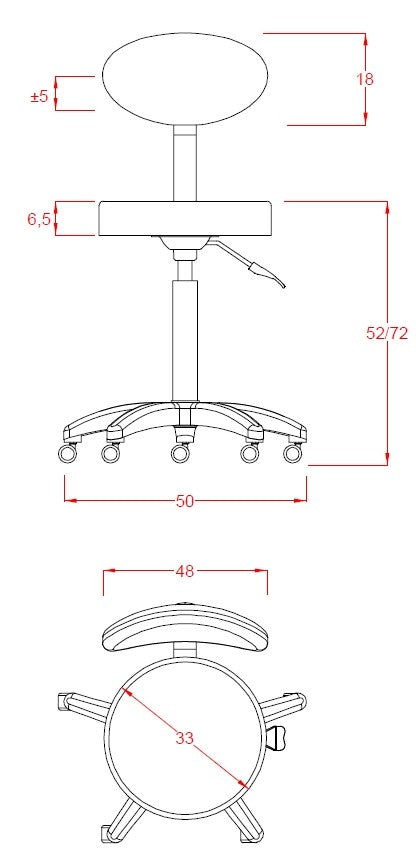 Taburete Peluquería con respaldo.