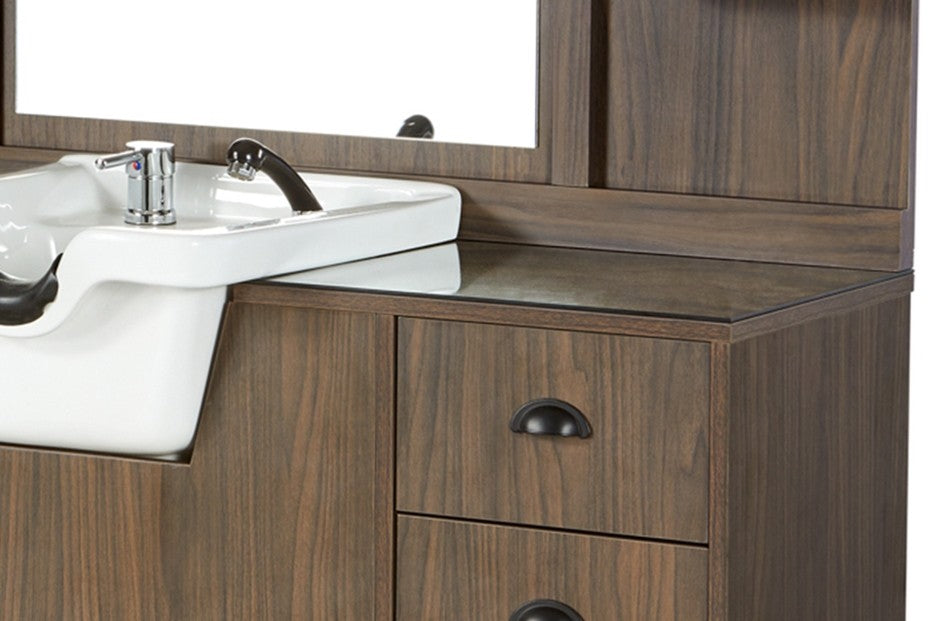 Tocador lava cabezas Barber OKE oscuro