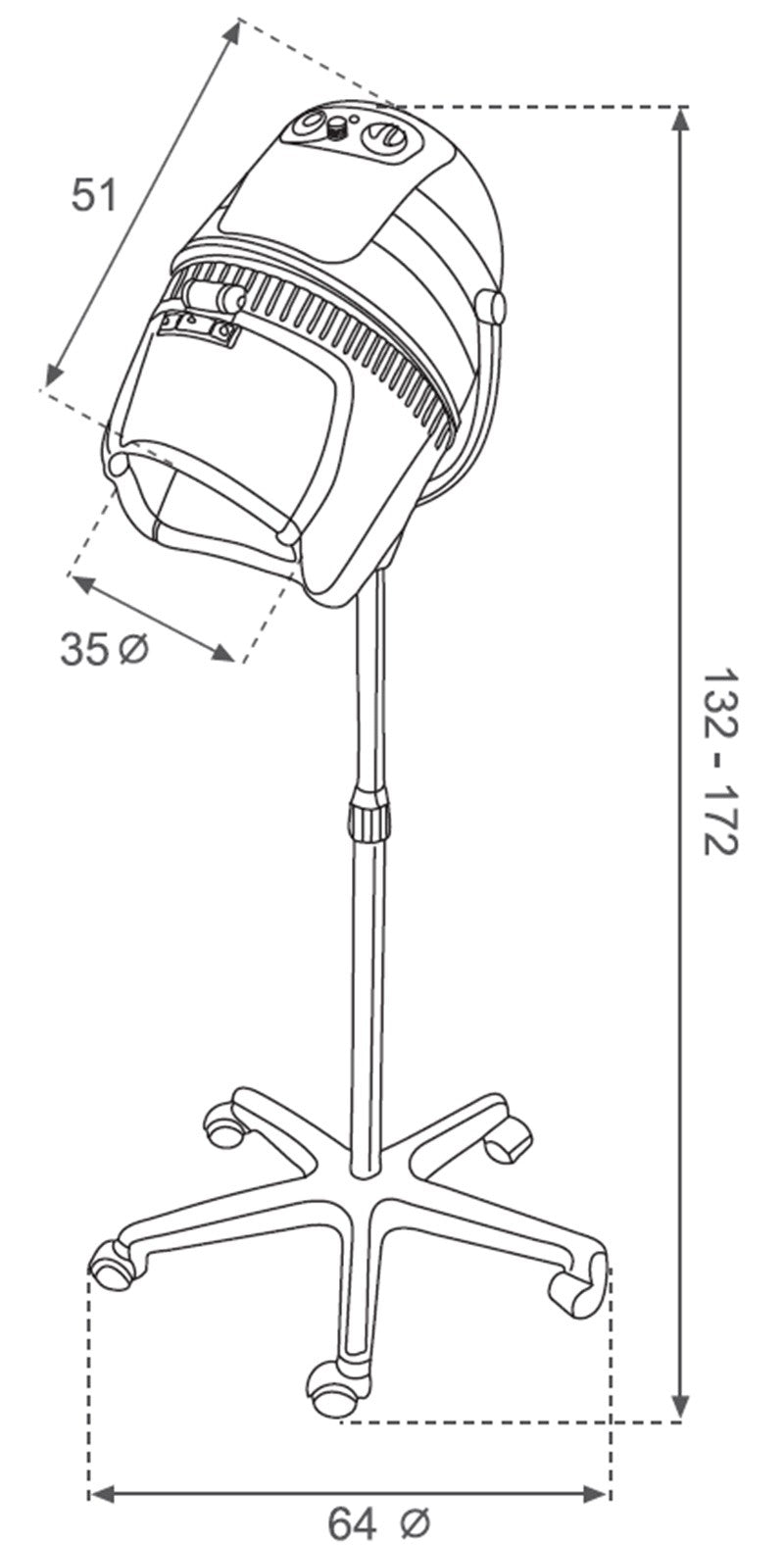 Secador de casco 3 Velocidades