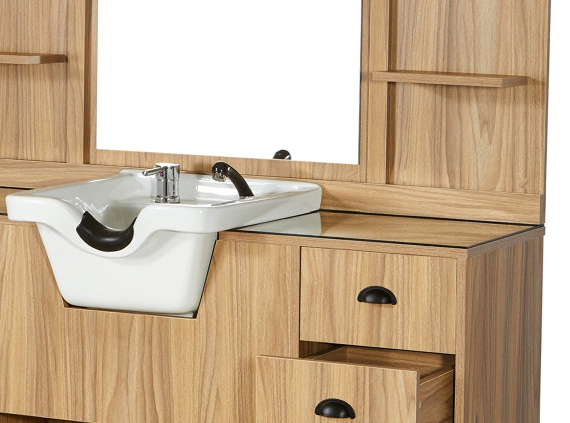 Tocador lavacabezas barber Oke claro