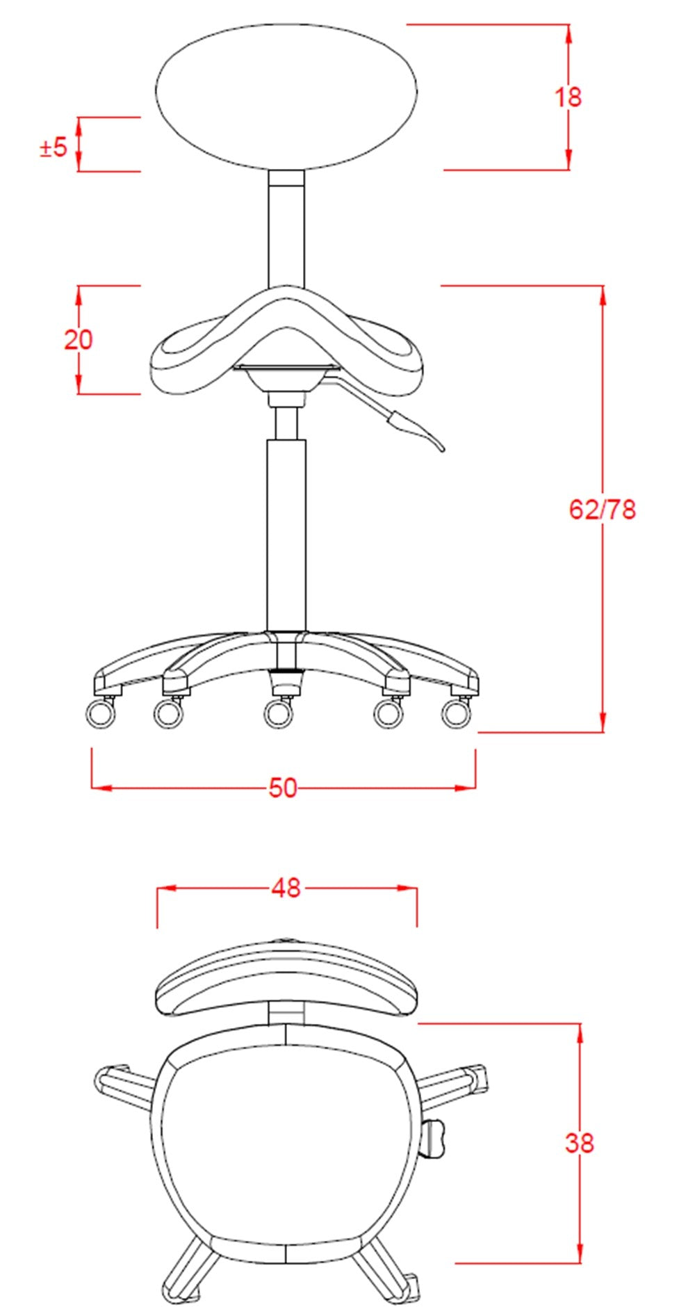 Taburete Estética con respaldo blanco