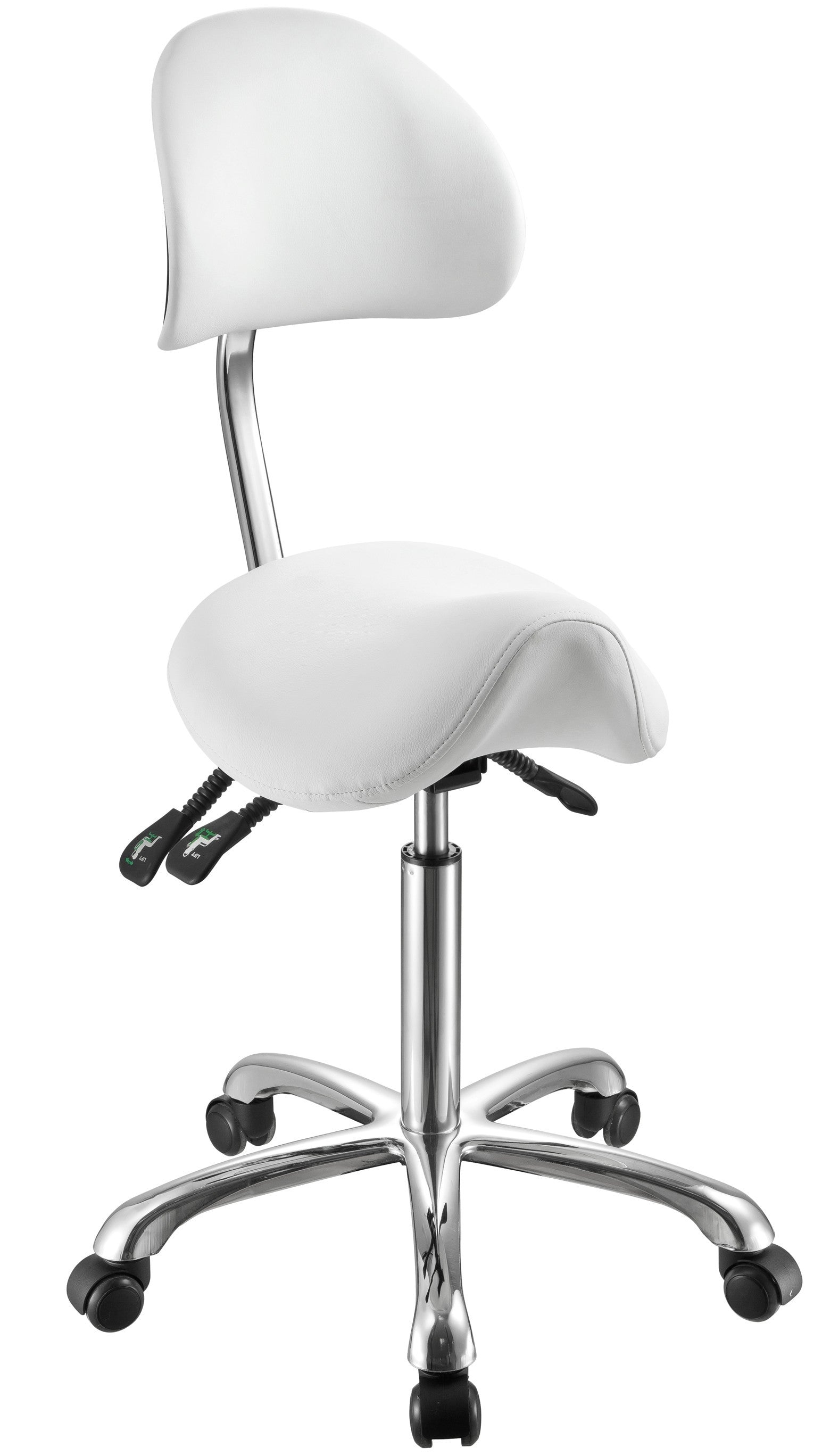 Taburete montura Noble con respaldo blanco