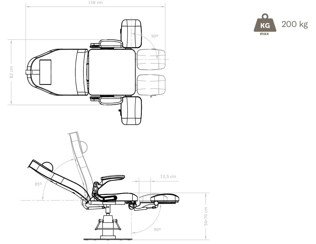 Sillón Alcor de pedicuras Hidraulico Azul