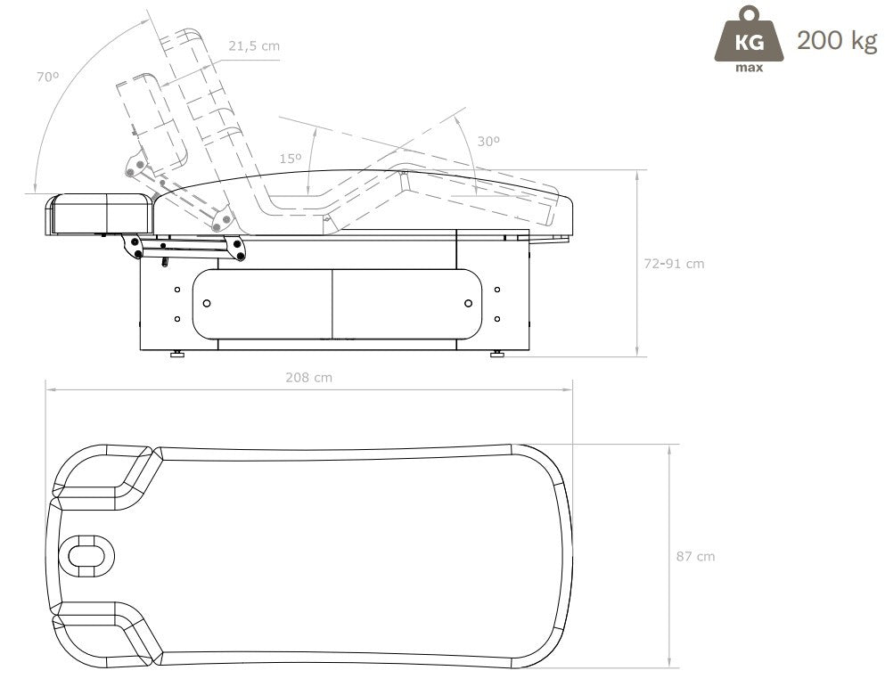 Camilla eléctrica de madera Keid 4 motores