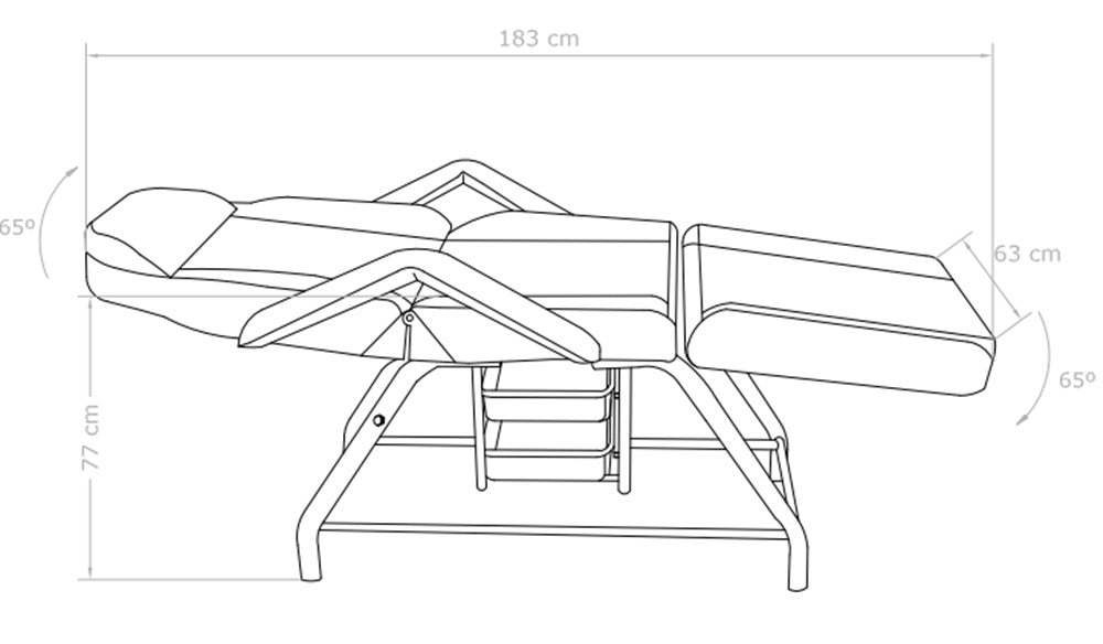 Camilla para estética 3 cuerpos con cajones