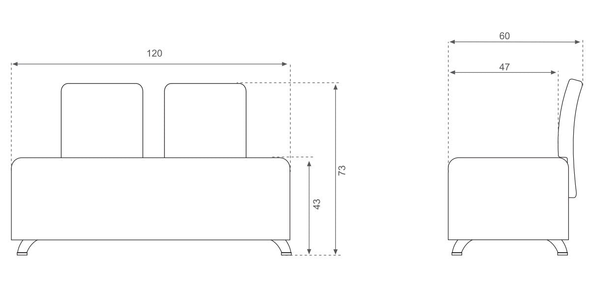 Sillón espera Cubic Doble con respaldo