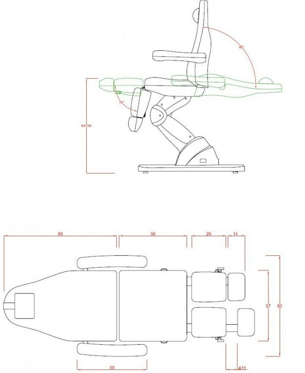 Sillón podología Cubo 3 motores.