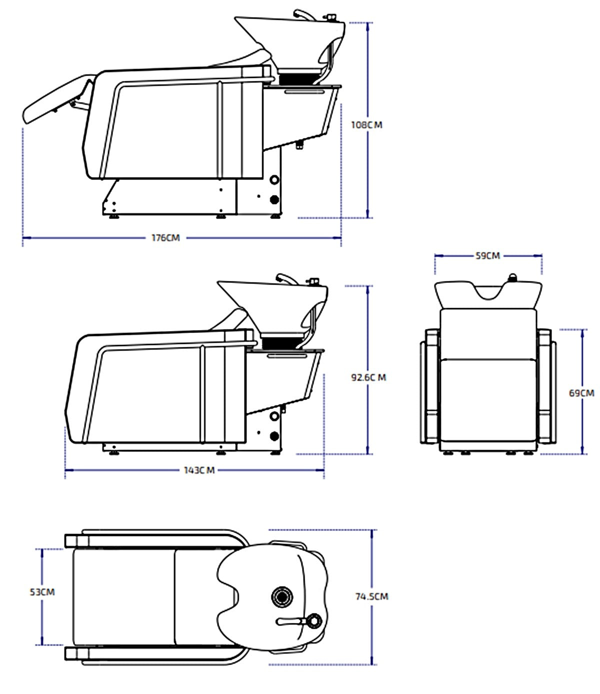 Lava cabezas Hera Reclinable eléctrico