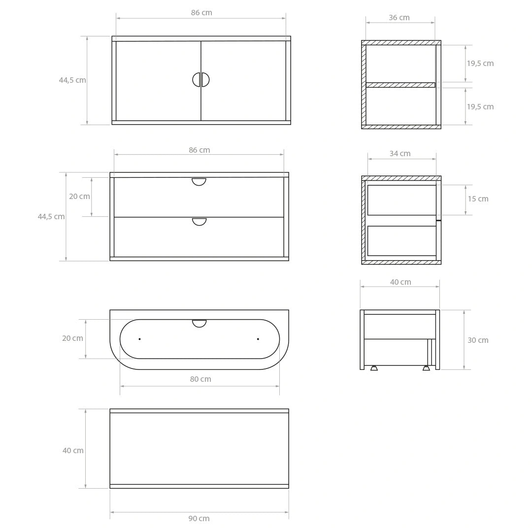 Mueble de almacenaje alto IKON gris