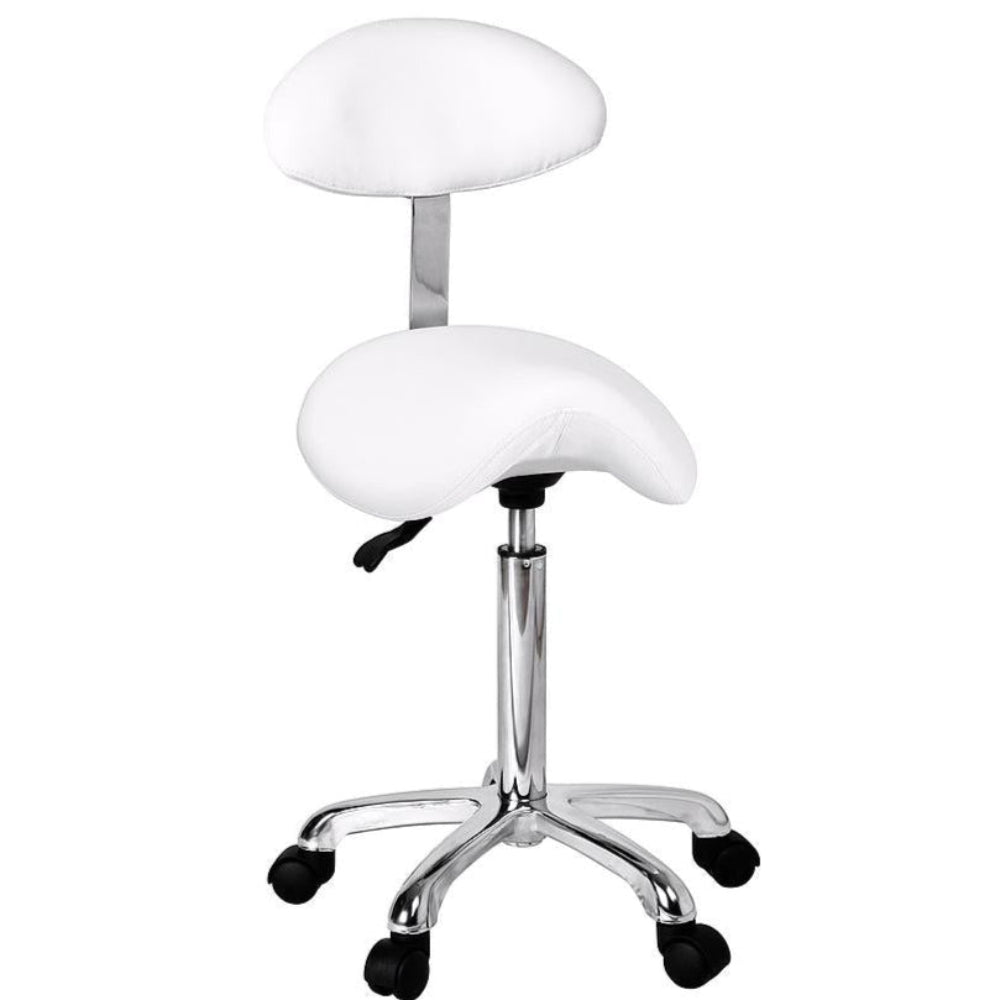 Taburete Estética con respaldo blanco