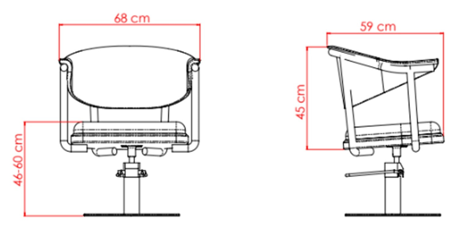 Silla tocador peluquería Lyra Negra
