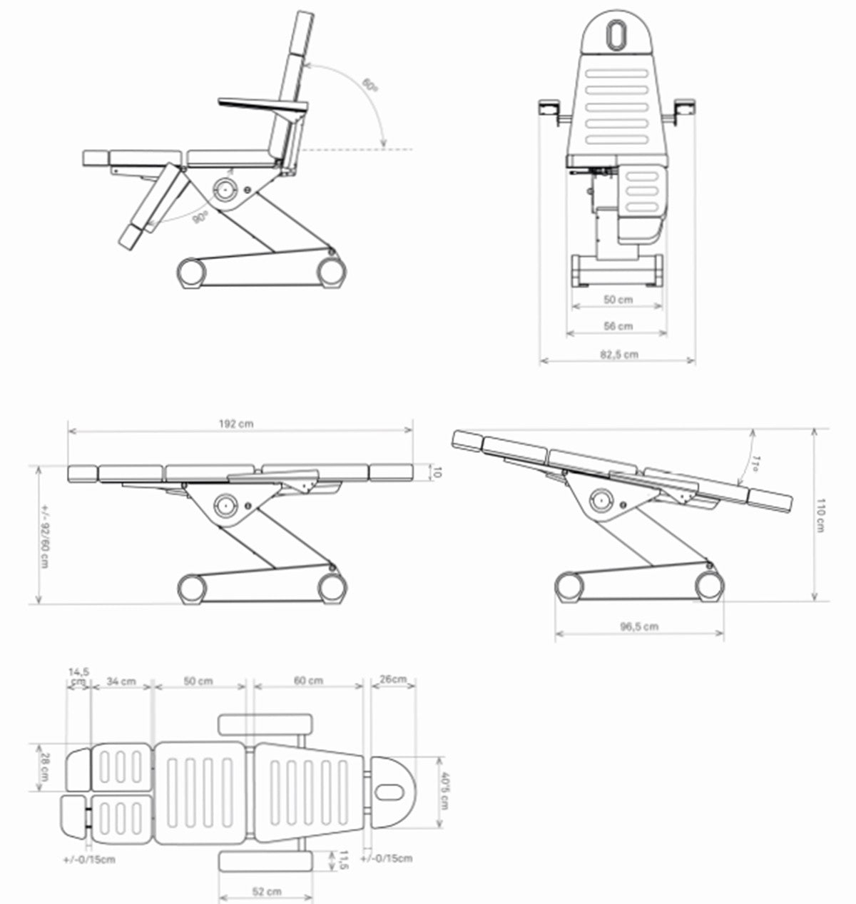 Sillon camilla podologia 3 motores