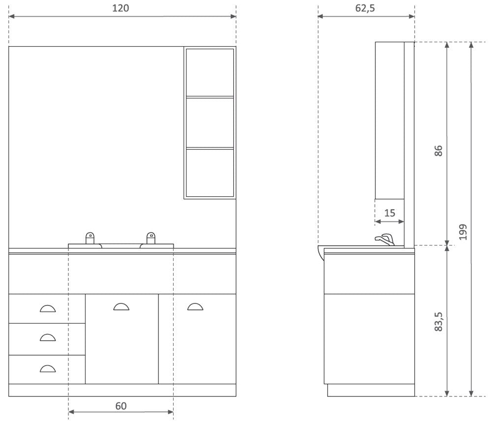 Tocador barbería con lava cabezas Triton Fresno
