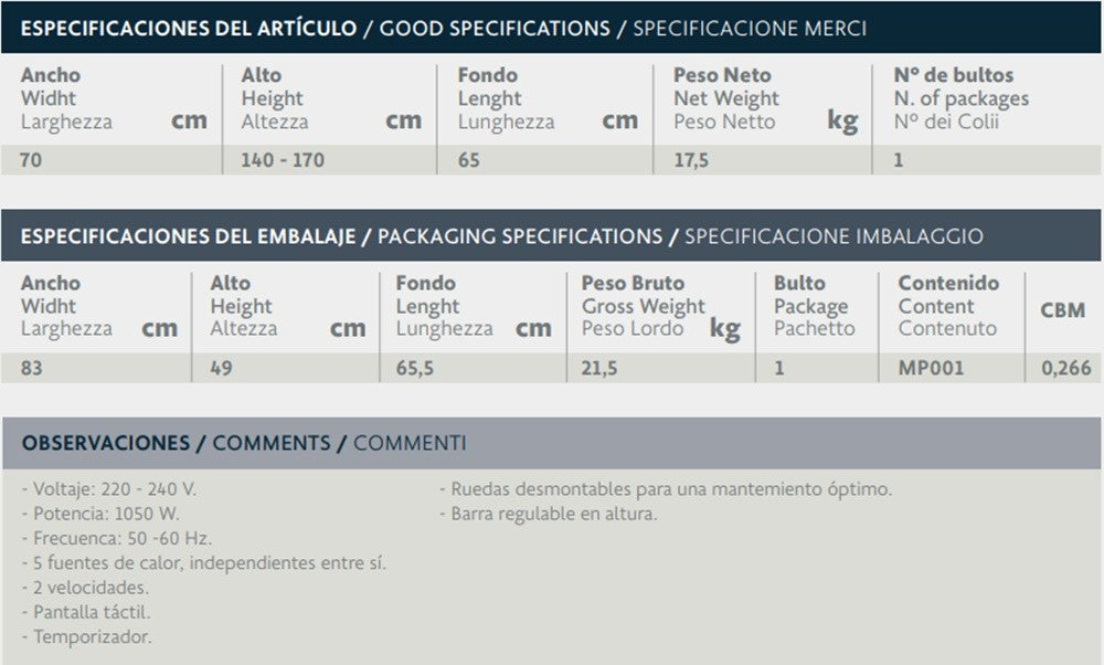 Secador Climazón infrarrojos pie