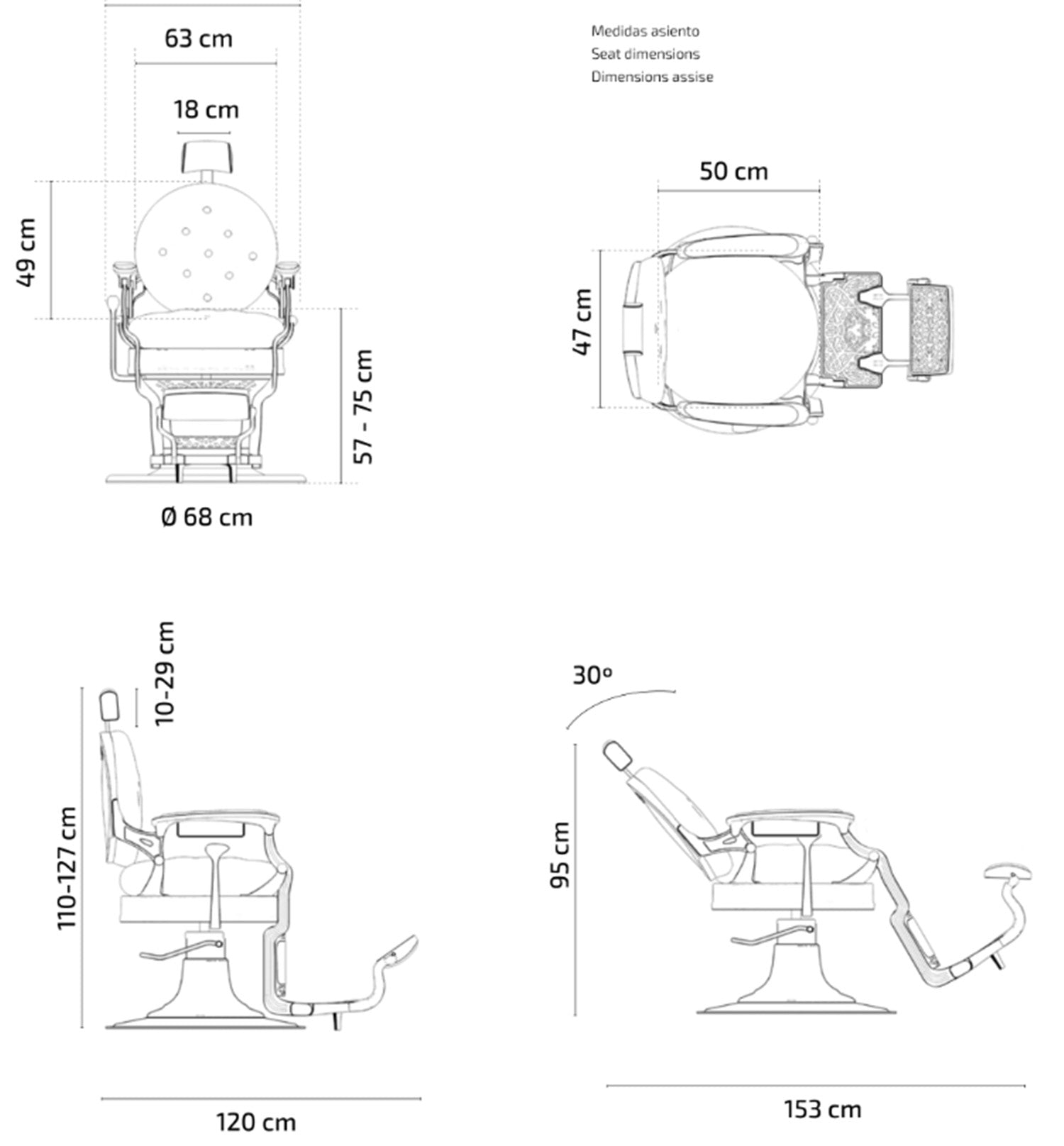 Sillón de barbería Check marron