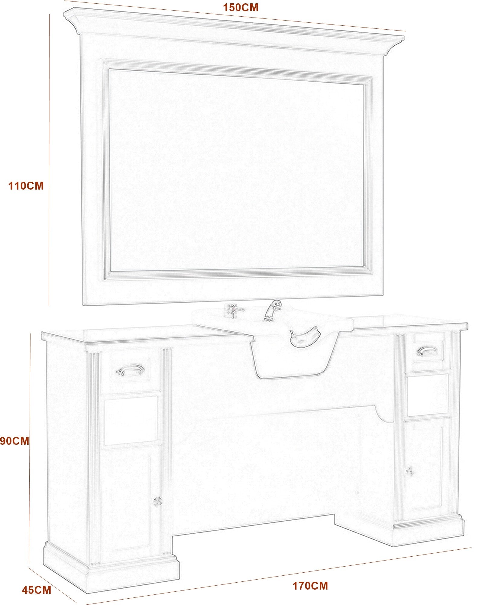 Tocador espejo barbero William