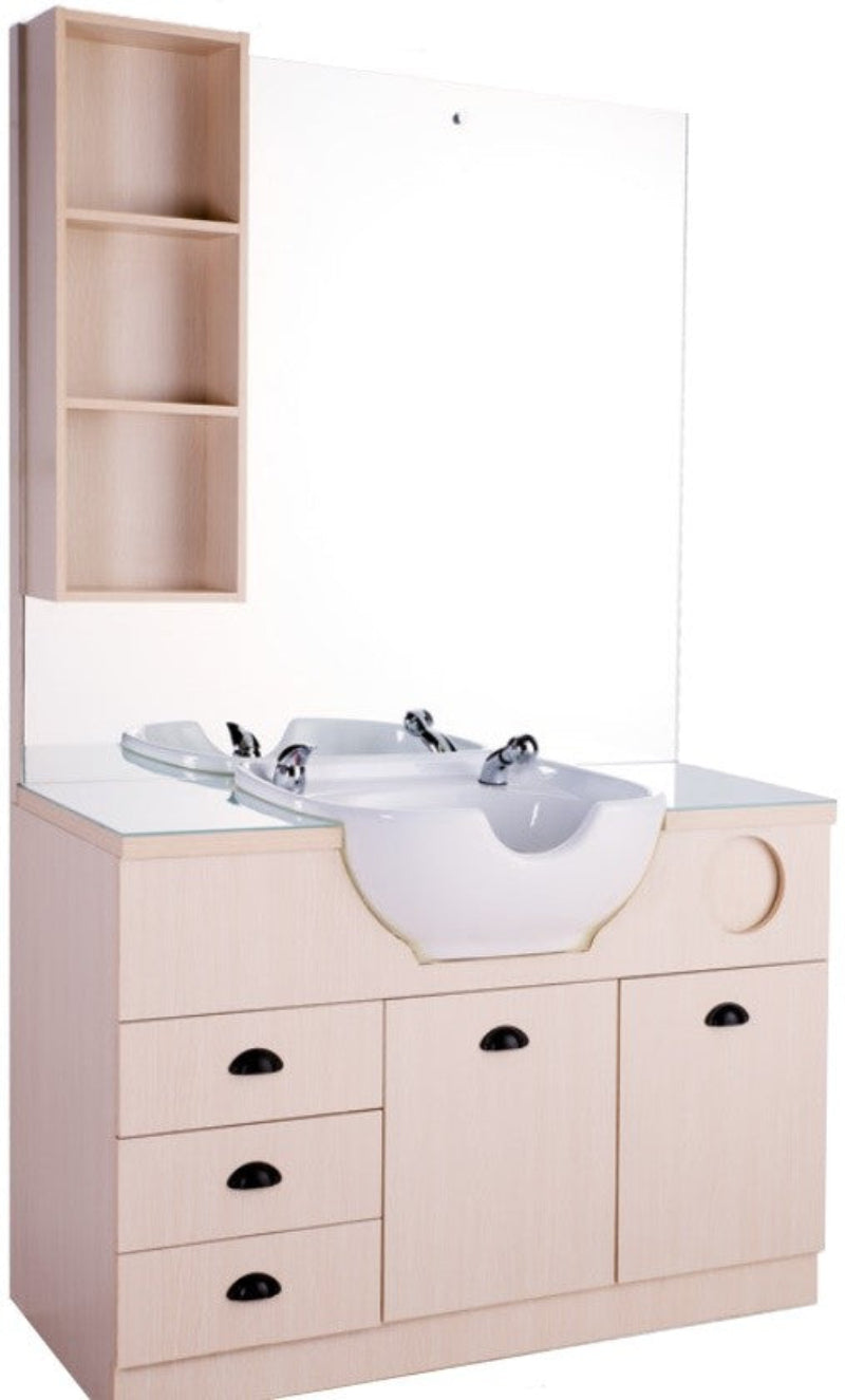 Tocador barbería con lavacabezas Triton Roble