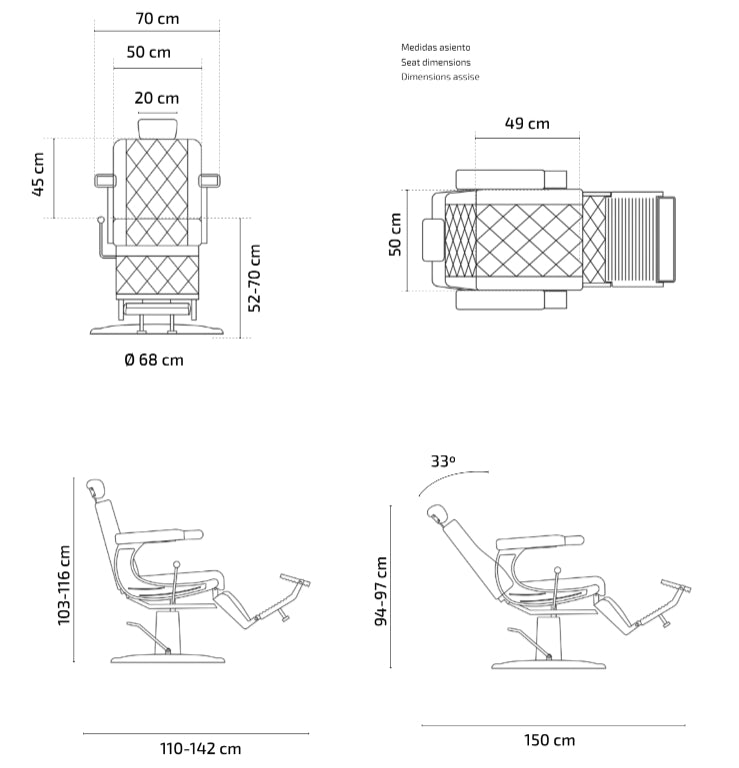 Silla de barbería Dave